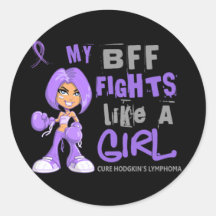 BFF Fights Like Girl H Lymphoma 42.9 Round Stickers