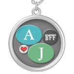BFF Friendship Blue & Green Round Necklace