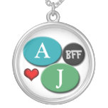 BFF Friendship Blue & Green Round White Necklace