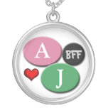 BFF Friendship Pink & Green Round White Necklace