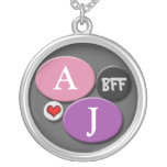 BFF Friendship Pink & Purple Round Necklace
