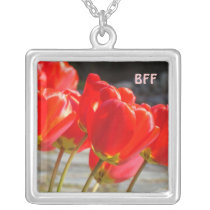 BFF gifts necklance Tulip Flowers Best Friends Custom Jewelry