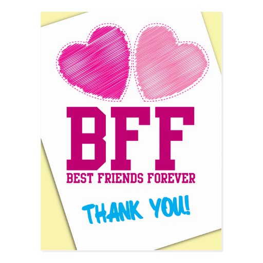 BFF THANK YOU! Best friends forever! Postcard Zazzle