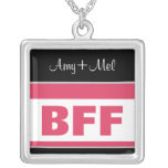 BFF :: w/ Names Pink & Black Necklace