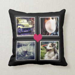 BFFs Cute Instagram Photo Collage with Heart Throw Pillow