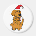 BH- Golden Retriever in Santa Hat Christmas Button Refrigerator Magnet