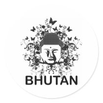 Bhutan Buddha Round Sticker
