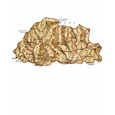 Flag of Nations : Bhutan Flag And Map T Shirt
