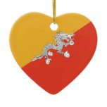 Bhutan Flag Heart Christmas Tree Ornaments
