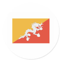 Bhutan FLAG International Round Sticker