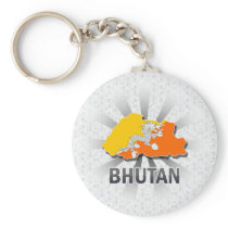 Bhutan Flag Map 2.0 Key Chain