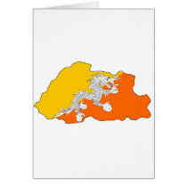 Bhutan flag map greeting cards