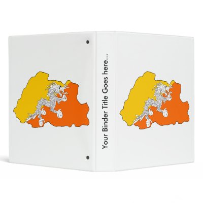 Bhutan Flag Map full size 3 Ring Binders by representmycountry