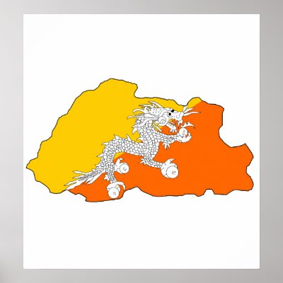 Bhutan Flag Map full size