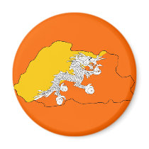 Bhutan flag map magnets