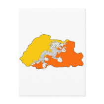Bhutan flag map postcards