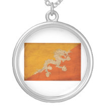 Bhutan Flag Personalized Necklace