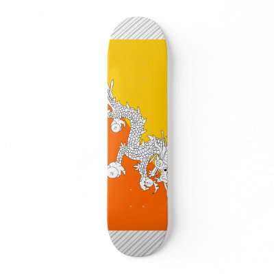 Bhutan Flag Skate Board by coolcountry
