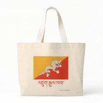 Bhutan Flag with Name in Dzongkha Tote Bag