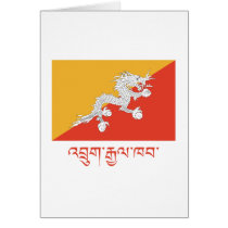 Bhutan Flag with Name in Dzongkha Greeting Cards