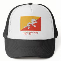 Bhutan Flag with Name in Dzongkha Mesh Hats