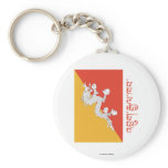 Bhutan Flag with Name in Dzongkha Key Chains
