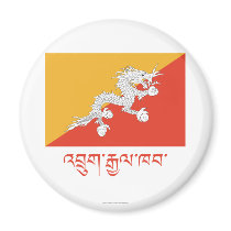 Bhutan Flag with Name in Dzongkha Refrigerator Magnets
