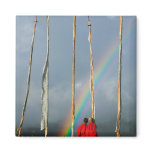 Bhutan, Gangtey village, Rainbow over two Refrigerator Magnet