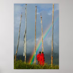 Bhutan, Gangtey village, Rainbow over two