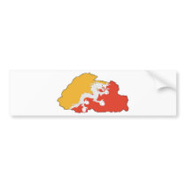 Bhutan map BT Bumper Stickers