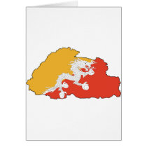 Bhutan map BT Greeting Cards