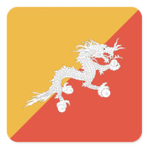 Bhutanese Flag Square Stickers