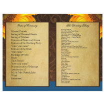 Bi Fold Blue Sunflower Wedding Ceremony Programs Flyers
