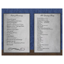 Bi Fold Denim Western Wedding Ceremony Programs Full Color Flyer