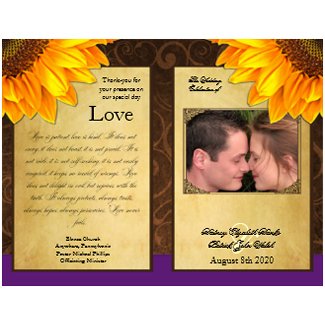 Bi Fold Purple Sunflower Wedding Ceremony Programs flyer