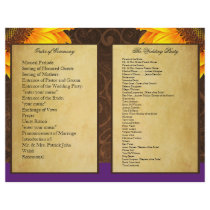 Bi Fold Purple Sunflower Wedding Ceremony Programs Flyers