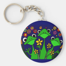 BI- Funny Frog Folk Art Design Key Chains