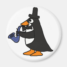 BI- Funny Penguin Playing the Saxophone Magnet