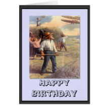 Bi-plane over the hayfield greeting cards