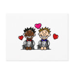 Bi-Racial Gay Couple Postcard