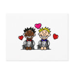 Bi-Racial Gay Grooms Postcard