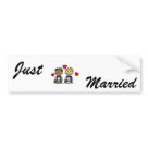 standard_bumpersticker - Two cute grooms show gender and race do not matter.  This great gift is perfect for anyone who is marrying their same sex partner, show everyone that you are in love and nothing will stop you from declaring your love. Great to show everyone you were just married, or for use as wedding favors or invitations.