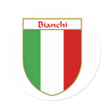 Bianchi Italian Flag Shield Round Sticker