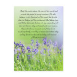 Bible passage, bluebells close up postcard