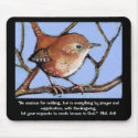 BIBLE VERSE, ANXIETY.  WREN, BIRD ARTWORK mousepads