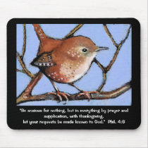 BIBLE VERSE, ANXIETY. WREN, BIRD ARTWORK mousepads by joyart BIBLE VERSE, ANXIETY. WREN, BIRD ARTWORK mousepads