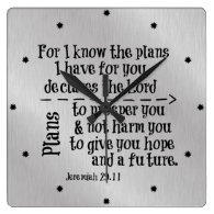 Bible Verse: For I know the Plans I have for you Square Wallclock