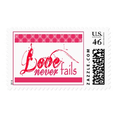 Bible Verse Love Never Fails Postage Stamp by studio236