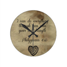 Bible Verse Philippians 4:13 Round Clock