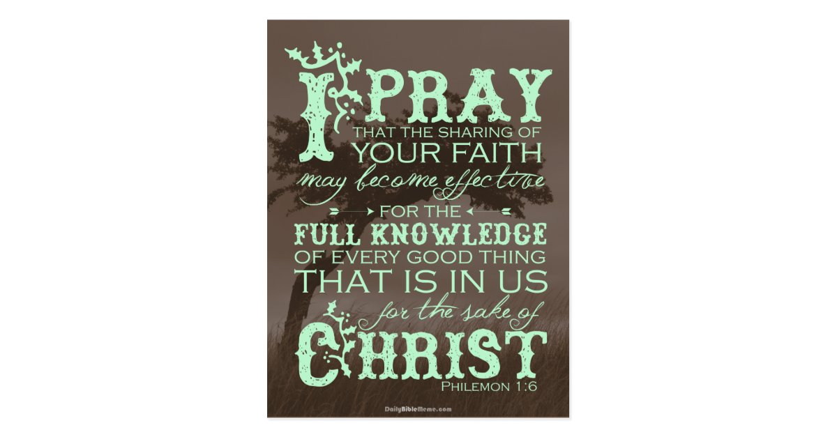 Bible Verse Post Card Philemon 1 6 Zazzle Bible Verse Post Card Philemon 1 6 Zazzle